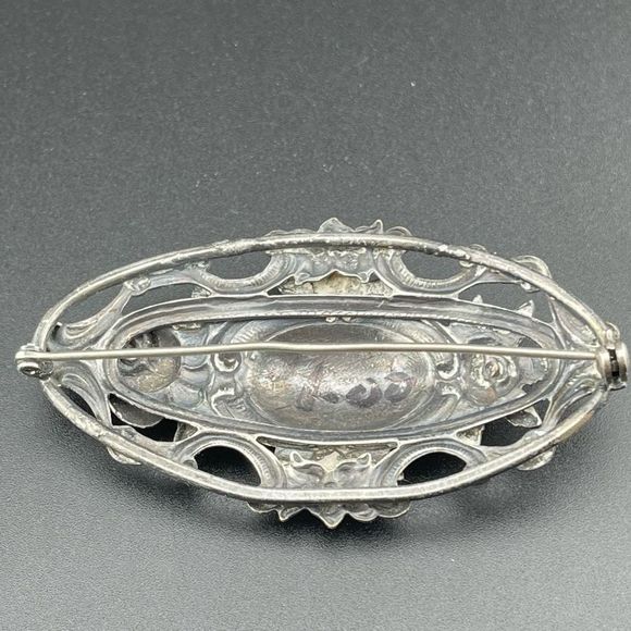Vintage silver plated art nouveau style brooch pin - Picture 3 of 4